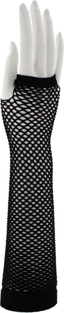 Zacs Alter Ego Handschoenen Extra long fishnet fingerless Zwart/Wit